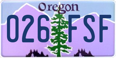 OR license plate 026FSF
