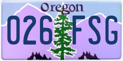 OR license plate 026FSG