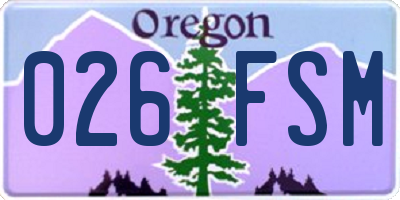 OR license plate 026FSM