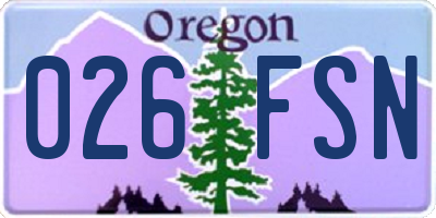 OR license plate 026FSN
