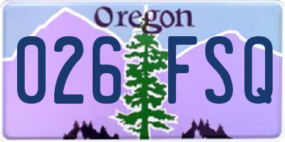 OR license plate 026FSQ