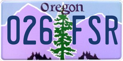 OR license plate 026FSR