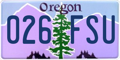 OR license plate 026FSU