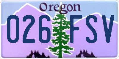 OR license plate 026FSV