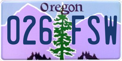 OR license plate 026FSW