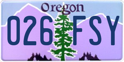 OR license plate 026FSY