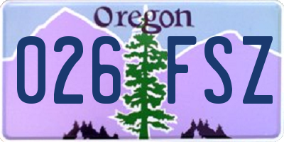 OR license plate 026FSZ