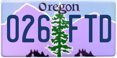 OR license plate 026FTD