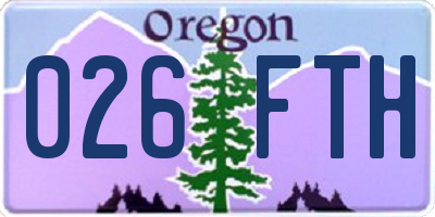 OR license plate 026FTH