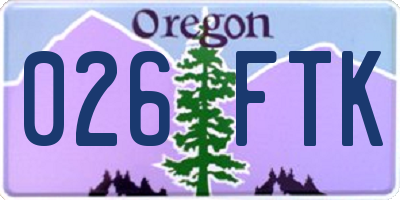 OR license plate 026FTK