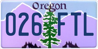 OR license plate 026FTL
