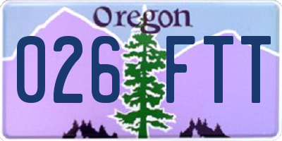 OR license plate 026FTT