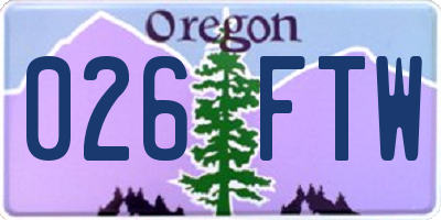 OR license plate 026FTW