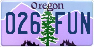 OR license plate 026FUN