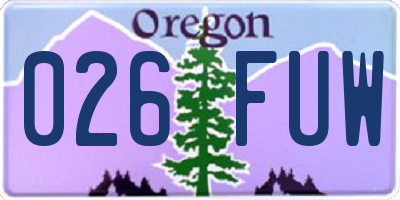 OR license plate 026FUW