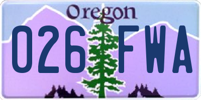 OR license plate 026FWA