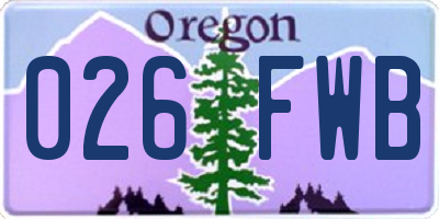 OR license plate 026FWB