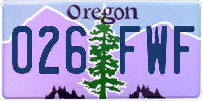 OR license plate 026FWF