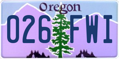 OR license plate 026FWI