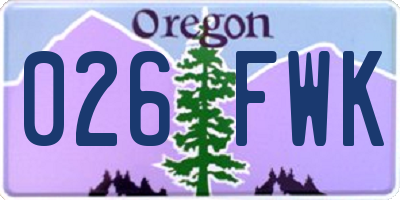 OR license plate 026FWK