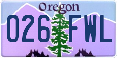 OR license plate 026FWL
