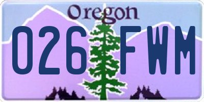 OR license plate 026FWM