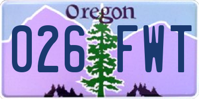 OR license plate 026FWT
