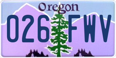 OR license plate 026FWV