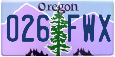 OR license plate 026FWX