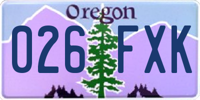 OR license plate 026FXK