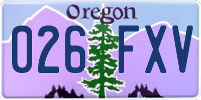 OR license plate 026FXV