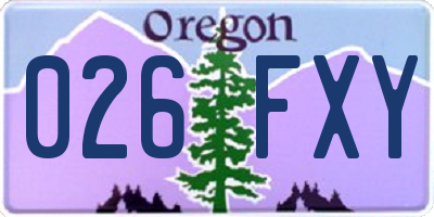 OR license plate 026FXY