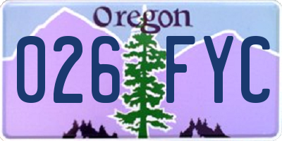 OR license plate 026FYC