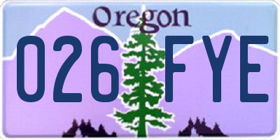 OR license plate 026FYE