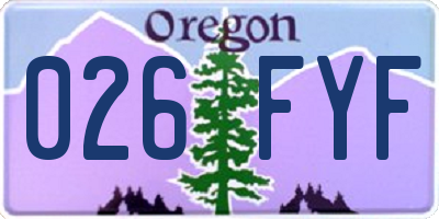 OR license plate 026FYF