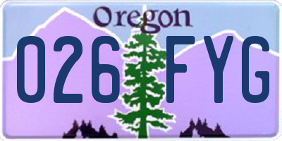 OR license plate 026FYG