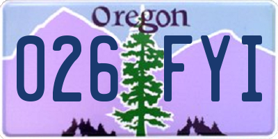OR license plate 026FYI