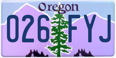OR license plate 026FYJ