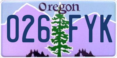OR license plate 026FYK