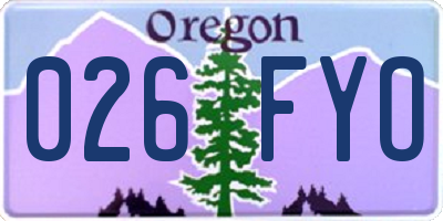 OR license plate 026FYO