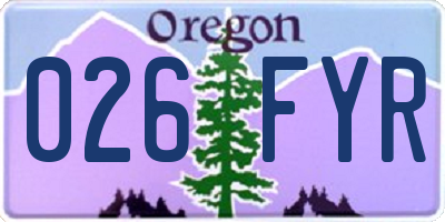 OR license plate 026FYR