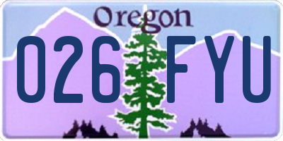 OR license plate 026FYU