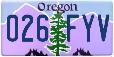 OR license plate 026FYV