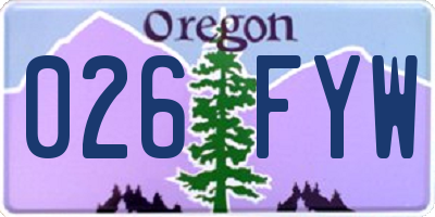 OR license plate 026FYW