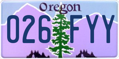 OR license plate 026FYY