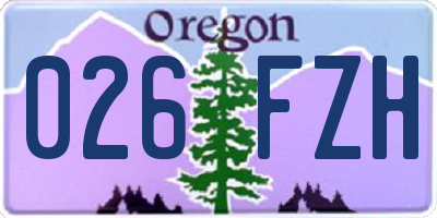 OR license plate 026FZH