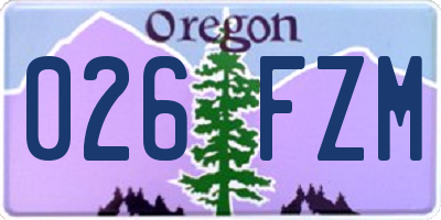 OR license plate 026FZM