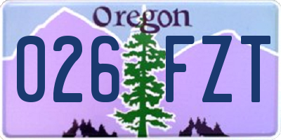 OR license plate 026FZT