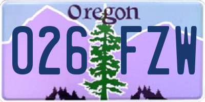 OR license plate 026FZW