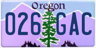 OR license plate 026GAC